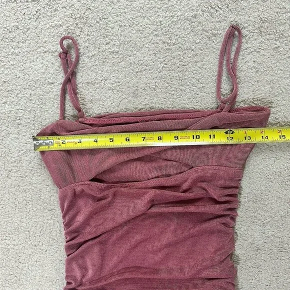 White Fox Dress Women’s Size Medium Pink Body Con Mini Cutout Spaghetti Strap - Picture 10 of 13